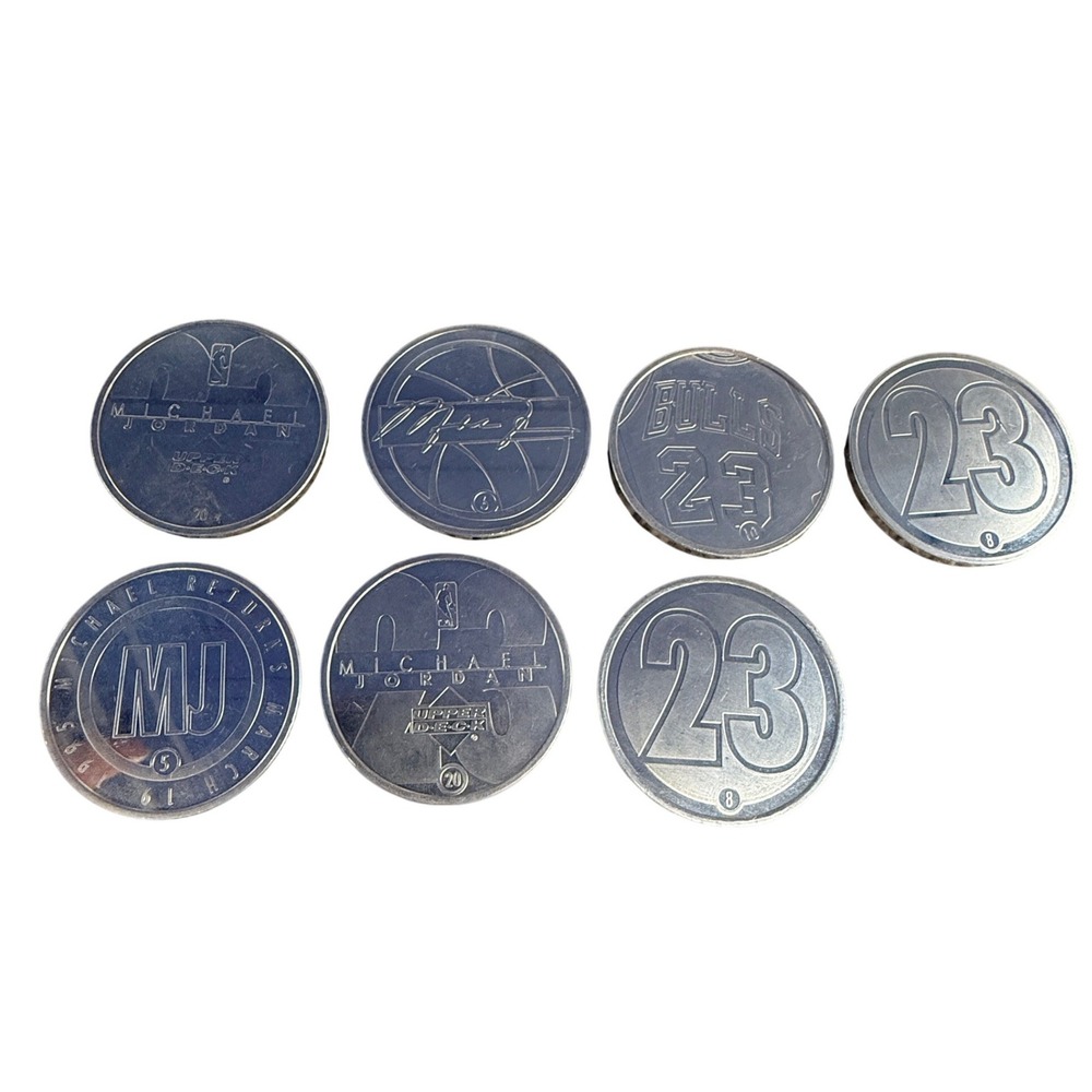 Upper Deck Michael Jordan Commemorative Coin Set Chicago Bulls Silver 7pc NBA
